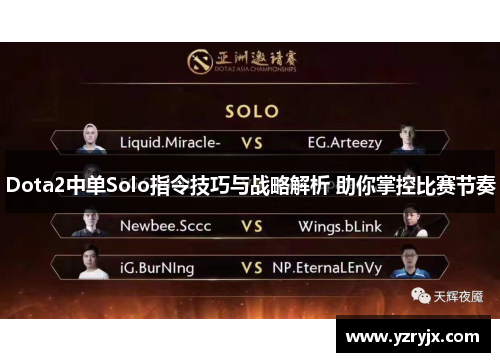 Dota2中单Solo指令技巧与战略解析 助你掌控比赛节奏